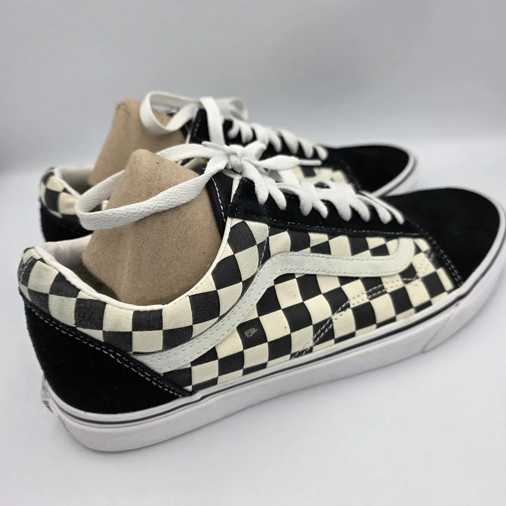 Vans 500714 Black & White Canvas Suede Checkered Skateboard Sneakers M 10.5 W 12